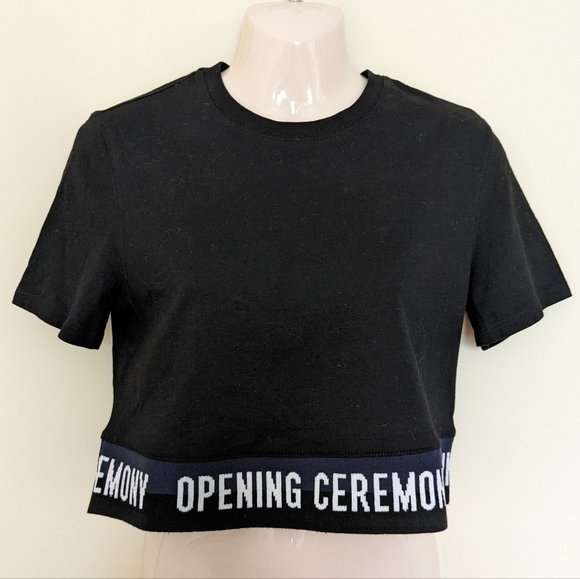 Opening CEREMONY short sleeve cropped crew neck t-shirt black xs - Picture 2 of 11